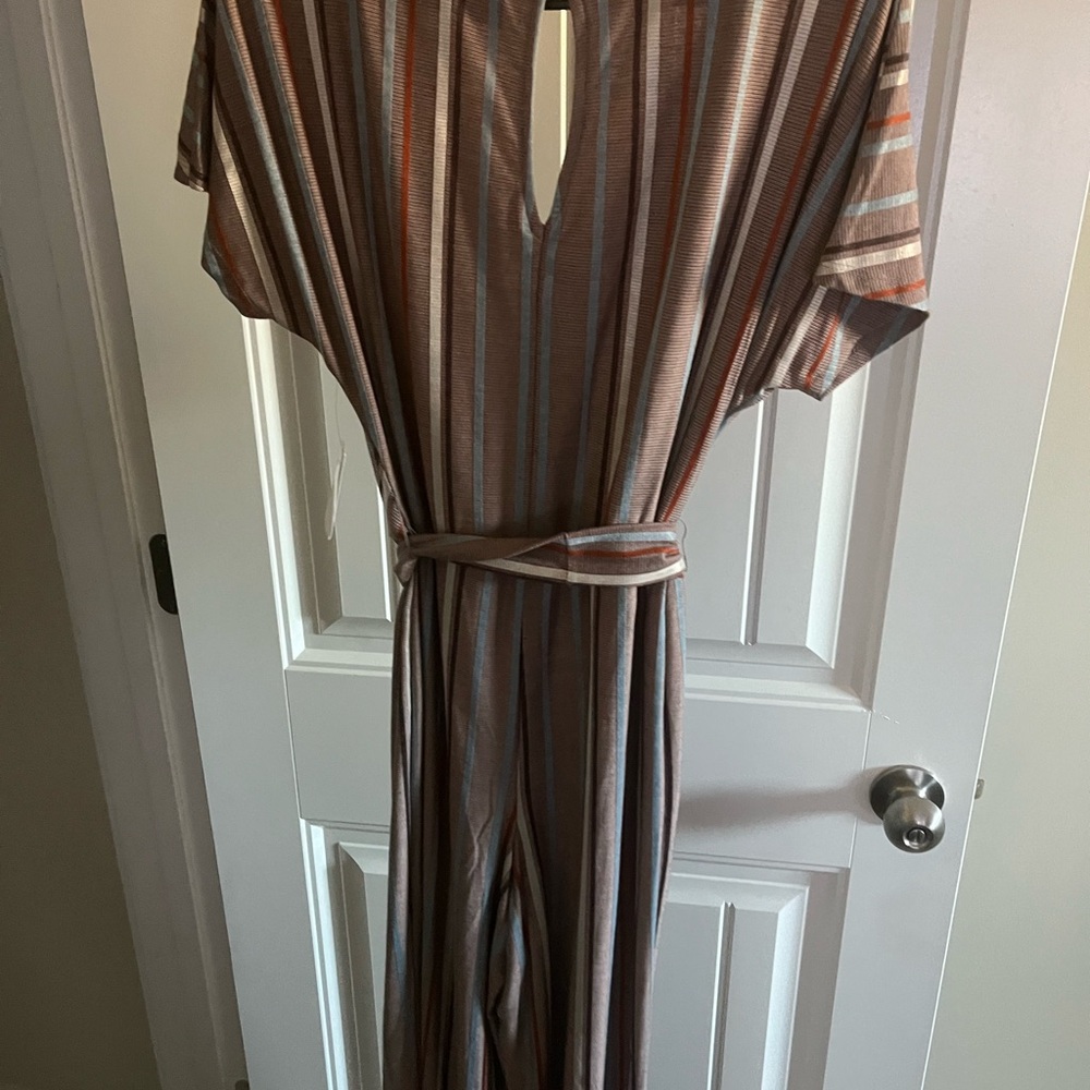 Juniors Midnight Doll Striped V-Neck Jumpsuit - Picture 2 of 6